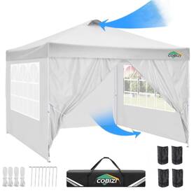 Cobizi 975405945994 10x10 Pop Up Canopy Tent With 4 Sidewalls Upf 50 Waterproof Outdoor W