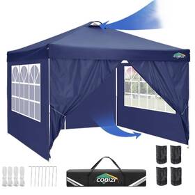 Cobizi 975405946021 10x10 Ez Pop Up Canopy Tent With 4 Sidewalls Upf 50 Waterproof Outdoo