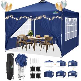 Cobizi 975466254110 Coblzi 10x10 Ez Pop Up Canopy Tent With 4 Removable Sidewalls Waterproof Comm