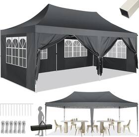 Cobizi 975466254288 10x20 Pop Up Canopy With 6 Sidewalls Conical Tent 10 20 3 Adjust