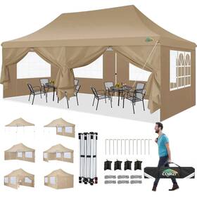 Cobizi 975466254547 10x20ft Pop Up Canopy Tent With 6 Removable Sidewalls Outdoor Tents F