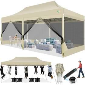 Cobizi 975466254677 10x20 Canopy Tent With 6 Sidewalls Heavy Duty Pop Up Mosquito Net