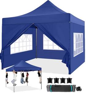 Cobizi 975466255261 Pop Up Canopy Tent 10x10 Heavy Duty Gazebo With 4 Sidewalls Upf 50 All Weat