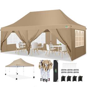 Cobizi 975466255308 10x20 Pop Up Canopy With 6 Removable Sidewalls And 4 Sandbags Tent For