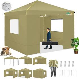 Cobizi 975466255698 10x10 Pop Up Canopy Tent With 4 Sidewalls And Mesh Windows 2.0 Waterproof Co