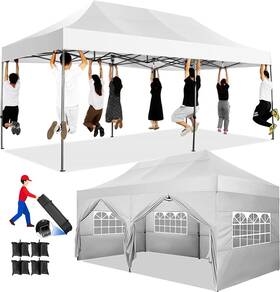Cobizi 975466257340 Pop Up Canopy Tent 10x20 Heavy Duty Gazebo With 6 Sidewalls Upf 50 All Weat