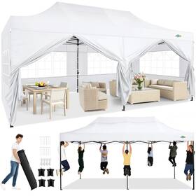 Cobizi 975466259443 10x20 Heavy Duty Pop Up Canopy Tent With 6 Sidewalls Thicken Frame Commercia
