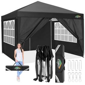 Cobizi 975466260135 10x10 Pop Up Canopy Tent Protable With 4 Sidewalls Waterproof Com