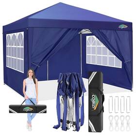 Cobizi 975466260166 10x10 Pop Up Canopy Tent Protable With 4 Sidewalls Waterproof Com