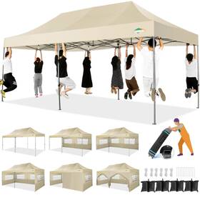 Cobizi 975466261217 10x20 Heavy Duty Pop Up Canopy Tent With 6 Sidewalls Easy Commercial Outdo