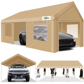 Cobizi 975466262993 Car Ports 12x20 Heavy Duty Portable Garage Upgraded Canopy With Removabl
