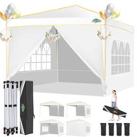 Cobizi 975526290300 Pop Up Canopy 10x10 With 4 Removable Sidewalls Tent For Partie