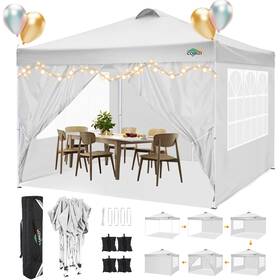 Cobizi 977520422497 10x10 Pop Up Canopy Tent With 4 Removable Sidewalls Waterproof And Uv Protecti