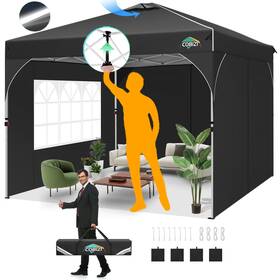 Cobizi 977520423302 10x10 Pop Up Canopy Tent With 3 Sidewalls 1 Person Easy Set