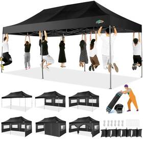 Cobizi 977520426020 10x20 Heavy Duty Pop Up Canopy Tent With 6 Sidewalls Easy Commercial Outdo