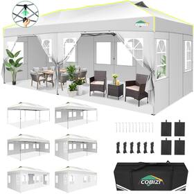 Cobizi 977520426280 10x20 Pop Up Canopy Tent With 6 Removable Sidewalls One Push Party Outd