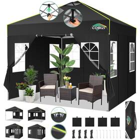 Cobizi 977520426327 10 X Pop Up Canopy Tent With 4 Sidewalls Waterproof Adjustable Height