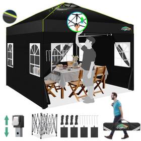 Cobizi 977520427072 10x10 Pop Up Canopy Tent With Sidewalls One Person Setup Waterproof 3 Adjust