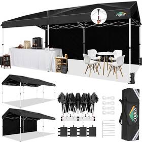 Upf50 Cobizi 977520440385 10x20 Pop Up Canopy With 1-button Push Lock Gazebo Waterproof Sid