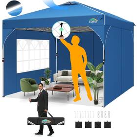 Cobizi 977520441382 10x10 Pop Up Canopy Tent With 3 Sidewalls 1 Person Easy Set