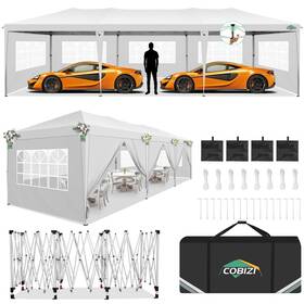 Cobizi 977520446486 10x30 Pop Up Canopy Tent For Parties With 8 Removable Sidewalls Waterproof U
