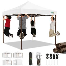 Cobizi 977520447001 10x10 Pop Up Canopy Tent Heavy Duty With 4 Sidewall Commercial Outdoor Easy