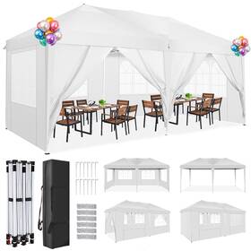 Cobizi 977520454689 10x20 Pop Up Canopy Tent With 6 Sidewalls Tents For Parties Waterproof Camp Inch