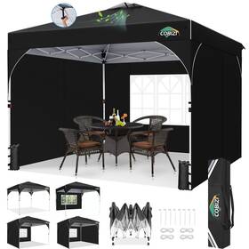 Cobizi 977520455532 10x10 Pop Up Canopy Tent With 3 Removable Sidewalls And Air Vent Water