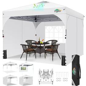 Cobizi 977520455549 10x10 Pop Up Canopy Tent With 3 Removable Sidewalls And Air Vent Water