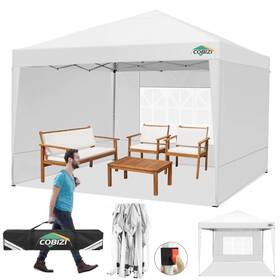 Cobizi 977520459073 10x10 Pop Up Canopy Tent With 3 Sidewalls Easy Waterproof Co