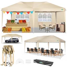Cobizi 977520459158 10x20 Pop Up Canopy Tent With 4 Removable Sidewalls Easy Commercial Outdo