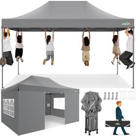 Cobizi 979306171087 10x15 Heavy Duty Pop Up Canopy Tent With 4 Sidewalls Commercial Outdo