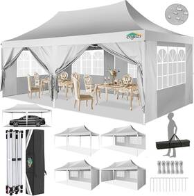 Cobizi Cobizi-5813-w 10x20 Pop Up Canopy Tent With Sidewalls Outdoor Party Waterproo