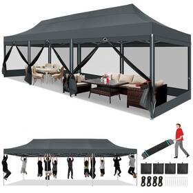 Ws113 Cobizi 10x30 Heavy Duty Pop Up Canopy Tent 8 Sidewalls Mosquito Netting Wall