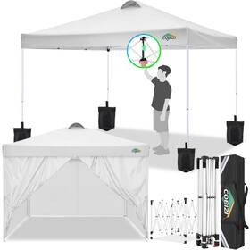 Zpy-15-w Cobizi Coblzi 10x10 Pop Up Canopy Tent With 4 Removable Sidewalls Waterproof Commerc