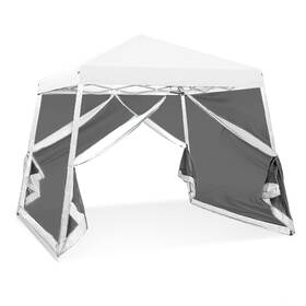 Cs64mn-wht-az Coos Bay 10x10 Pop Up Canopy Tent With Screen Netting Slant Leg Instant Folding Shel