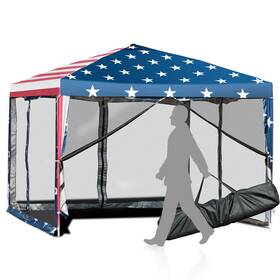 16592748 Costway 10ftx10ft Fodling Pop Up Tent Gazebo Canopy Mesh Sidewall With Carry Bag