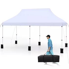 Costway 313049486439 10 Ft. X 20 White Pop-up Canopy Sun Protection Tent With Carrying Bag