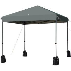 Ghmhsku00499 Costway Pop-up Canopy Tent 8ftx8ftx8ft Gray 3-position Adjustable Height With Sandbag