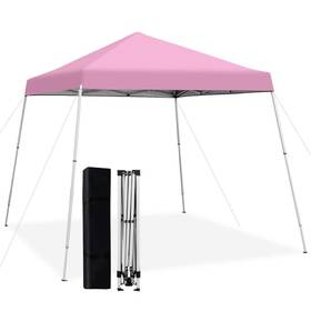 Ghmhsku00526 Costway Pop-up Canopy 120 Inch X120 X102 Pink Slanted Leg Sun Shelter Heavy Duty