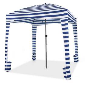 Ghmhsku00563 Costway Beach Cabana Tent 6ftx6ft With Carrying Bag Detachable Sidewall Blue/white