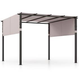 Hcst03303 Costway 10 X Ft Flat Top Pergola With Retractable Canopy 2 Pcs Roller Sunshade Cover