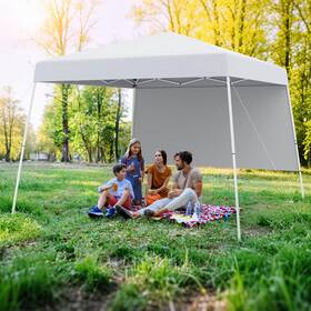 Hcst07412 Costway 10 X 10ft Pop Up Canopy Tent With 1 Sidewall Portable Backpack 4 Stakes Slant Leg