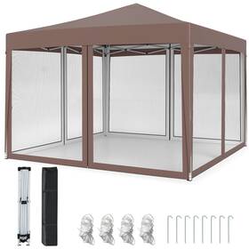 Hcst10919 Costway 10 Ft X Pop-up Canopy Tent With Mesh Netting Carry Bag 8 Stakes And 4 Ropes