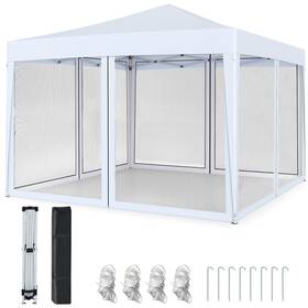 Hcst10920 Costway 10 Ft X Pop-up Canopy Tent With Mesh Netting Carry Bag 8 Stakes And 4 Ropes
