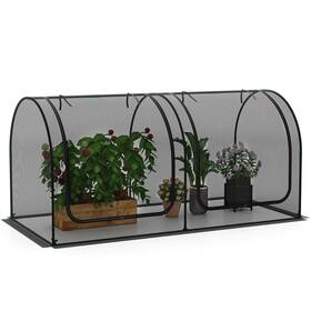 Hcst11443 Costway 98 X 48 48in Portable Crop Cage With 2 Roll-up Zippered Doors 4 Ground Stakes