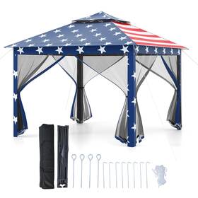 Hcst12172 Costway 11 Ft Pop Up Gazebo With Mesh Netting Sidewalls Vented Top Drainage Holes