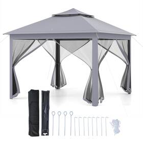Hcst12173 Costway 11 Ft Pop Up Gazebo With Mesh Netting Sidewalls Vented Top Drainage Holes