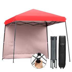 N024rea18751 Costway 10ft X Pop Up Tent Slant Leg Canopy With Roll-up Side Wall Red