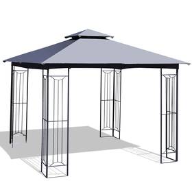 N353gra19197 Costway 10 X Patio Canopy Gazebo Outdoor 2-tier Steel Tent Heavy-duty L-shaped